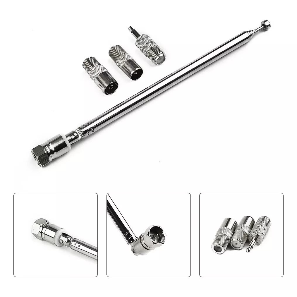 Antena Rádio FM Telescópica Adaptador Universal