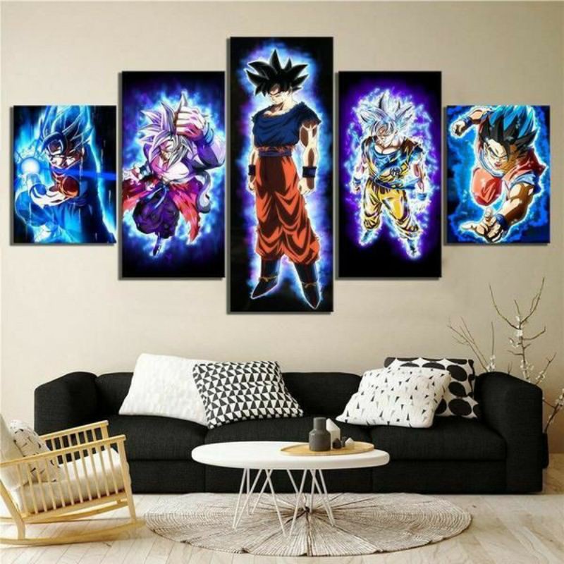 Kit Quadros Decorativo Mosaico 5 Peças Dragon Bol