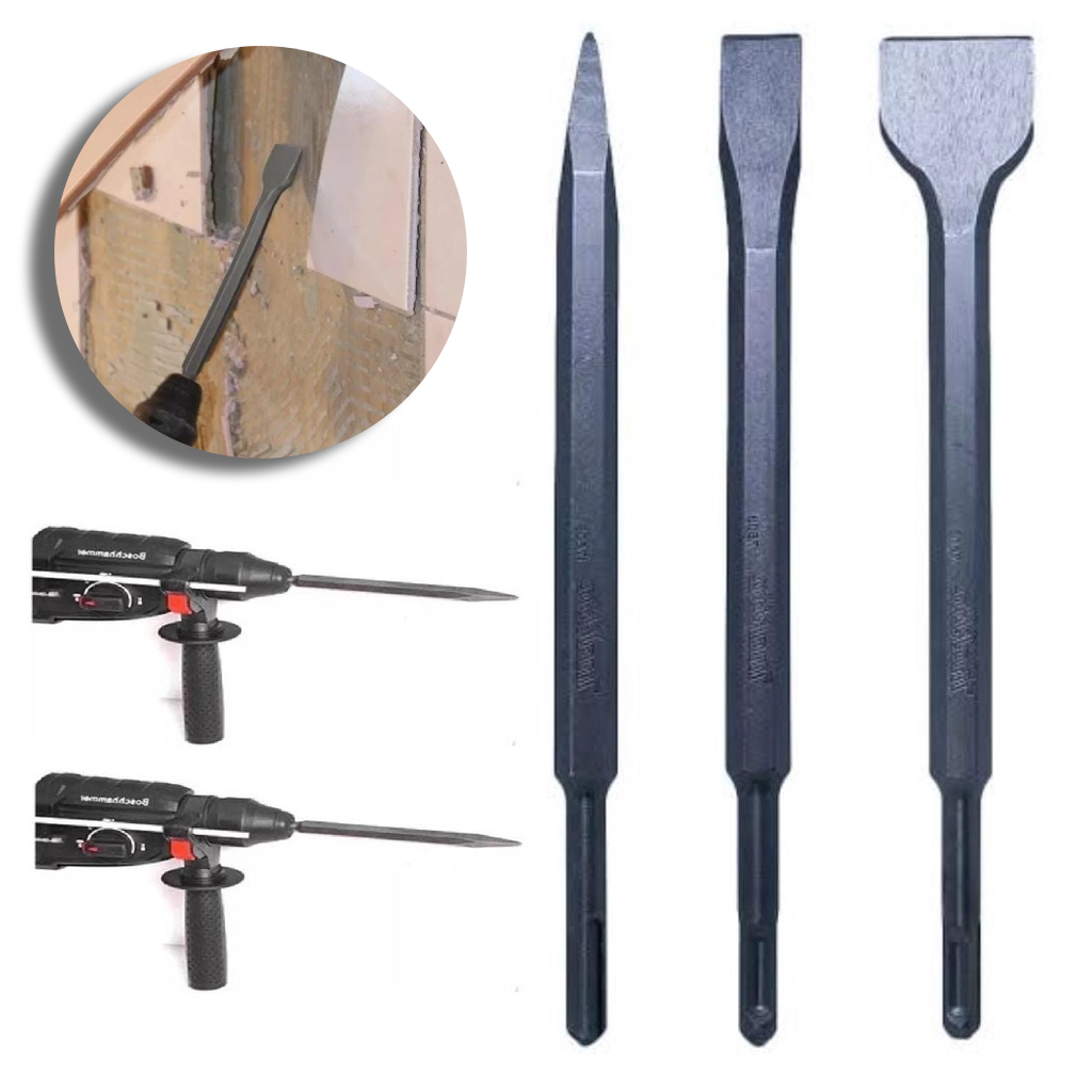 Kit 3 Peças Ponteira E Talhadeiras Para Martelete