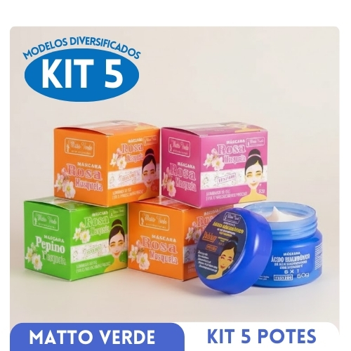 Matto Verde Kit com 5 Unidades Potes Matto Verde M