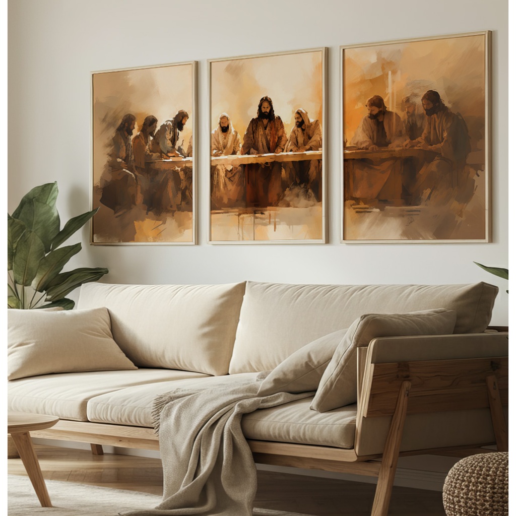 Quadro Santa Ceia Grande Decorativo Com Moldura E 