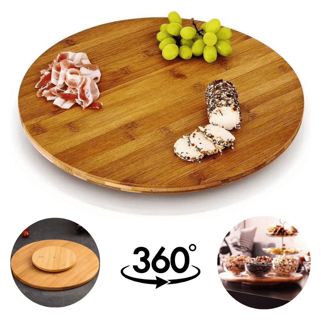 Tabua De Bambu Petisqueira Com Base Giratoria 360�