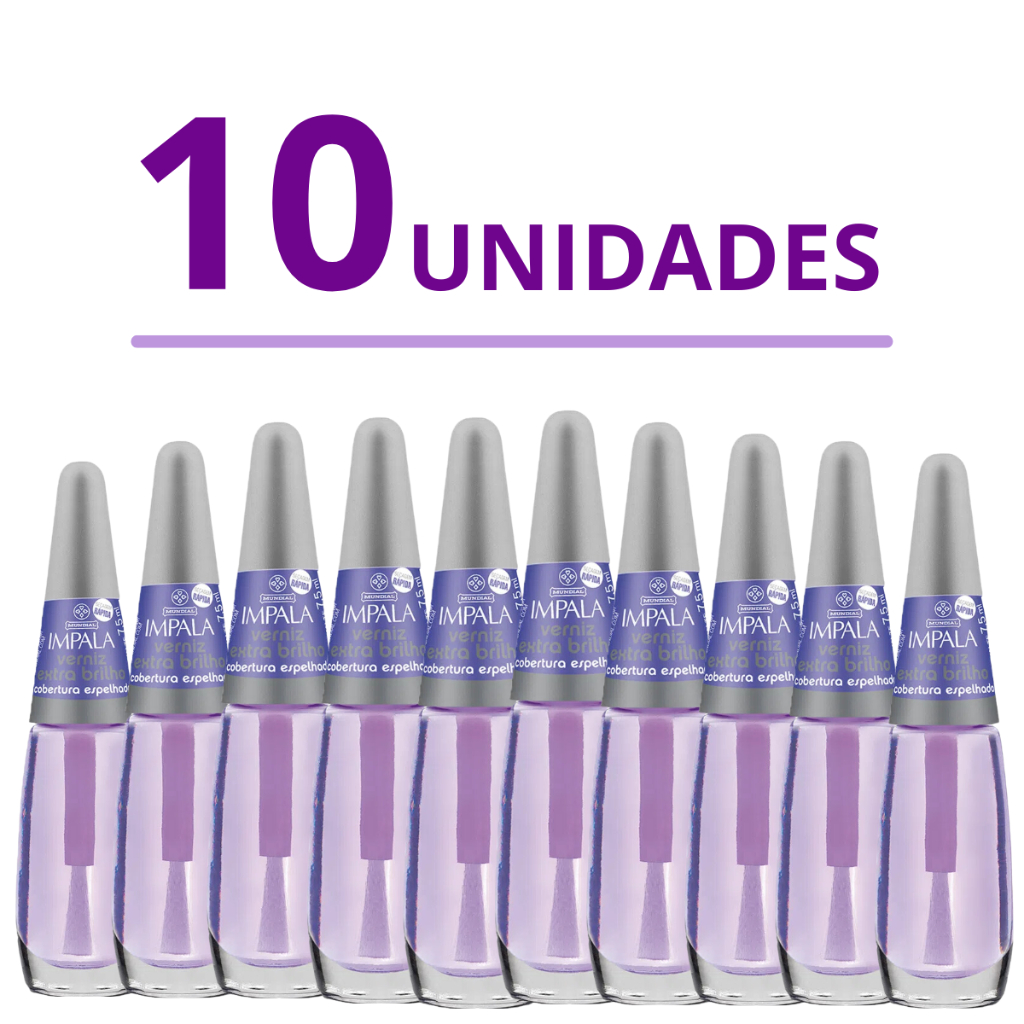Kit Esmaltes Impala Verniz Extra Brilho Cobertura 