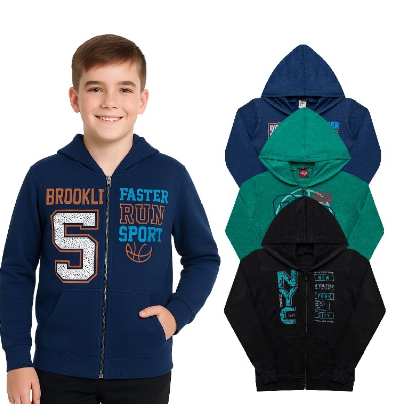 3 Jaquetas Zíper de Menino Kit 3 Unidades de Casa