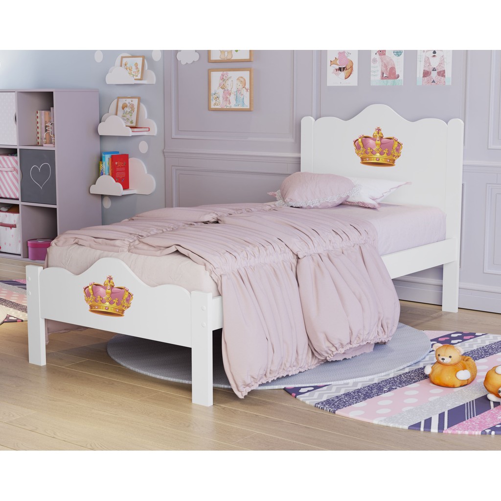 Cama Solteiro Nina Coroa Princesa 100% MDF Adesiva