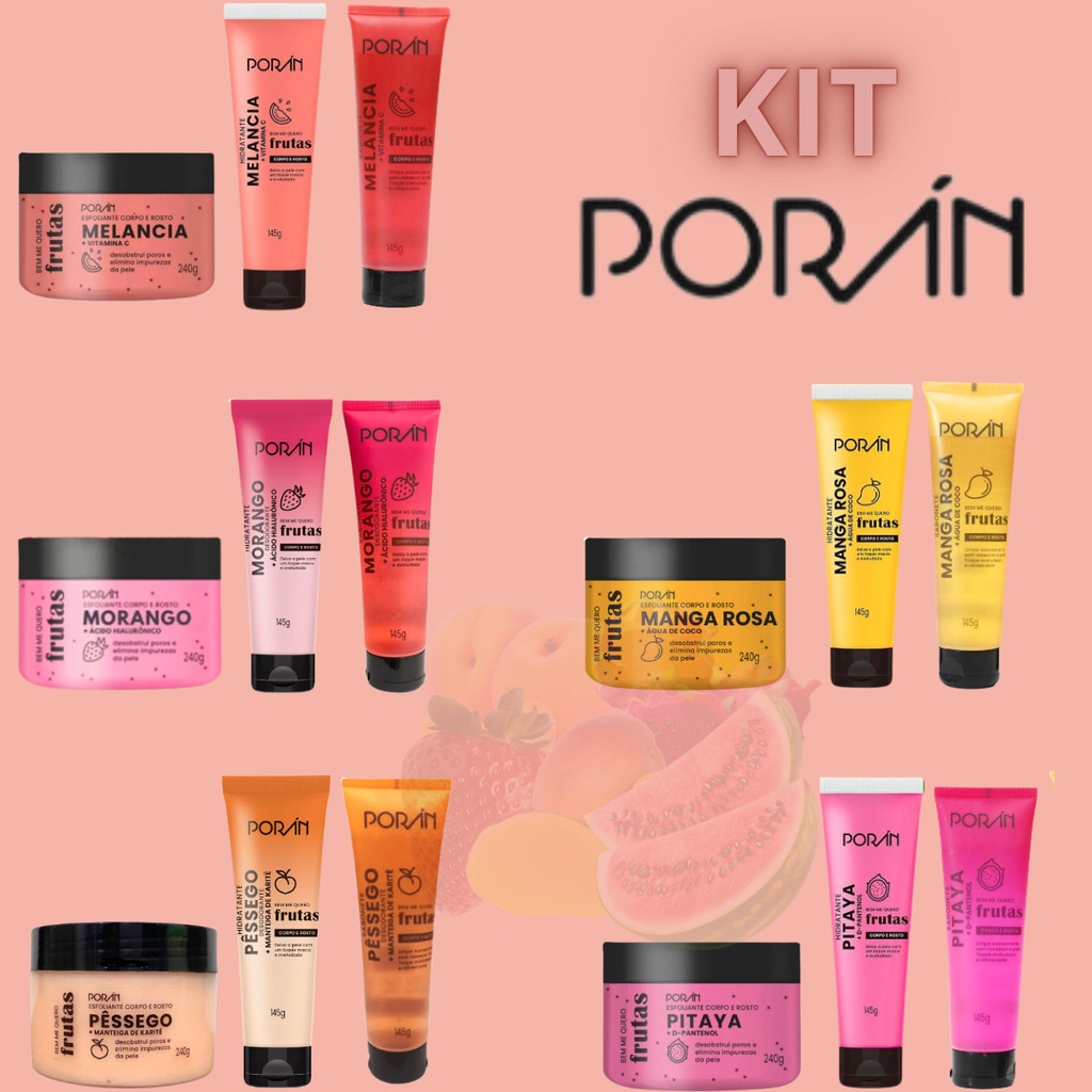 Kit Esfoliante + Sabonete + Hidratante Poran Linha