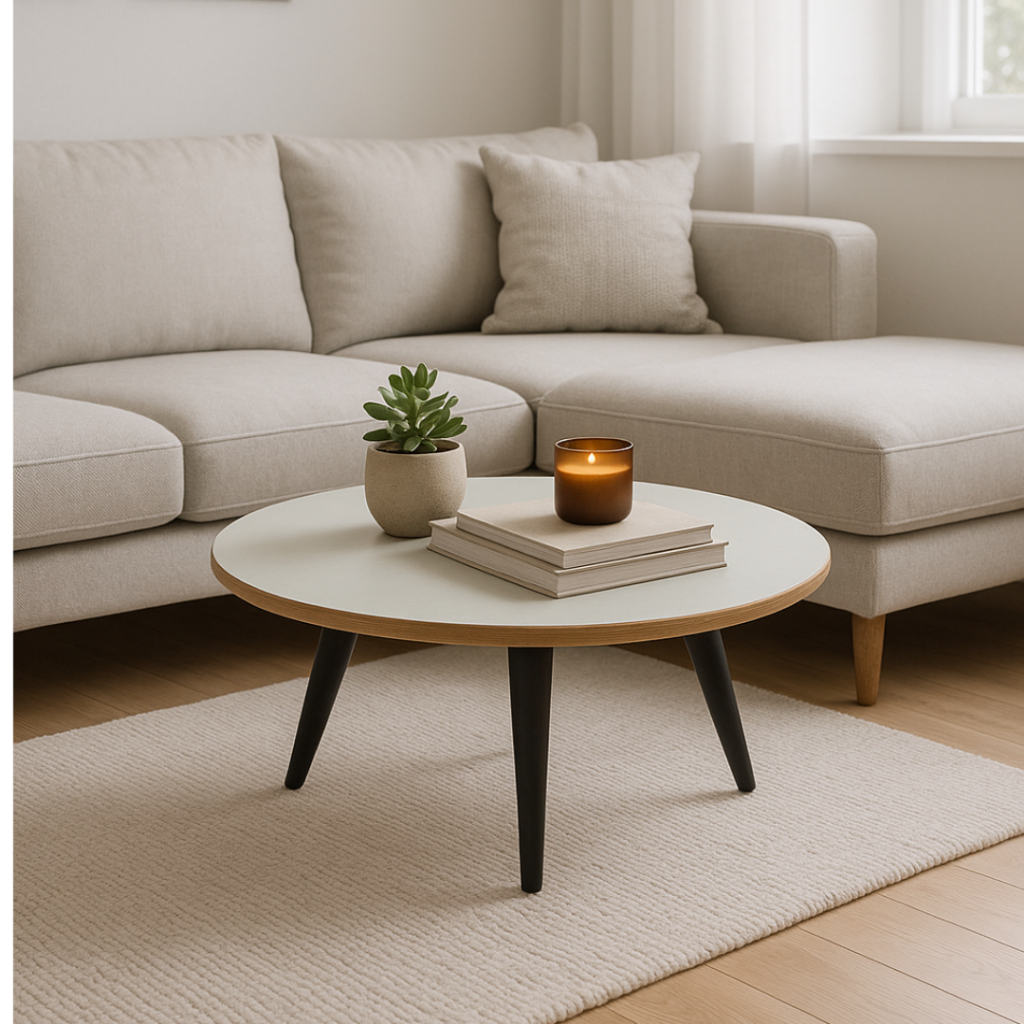 Mesa Centro Retrô Redonda Pés Plástico PVC 27cm