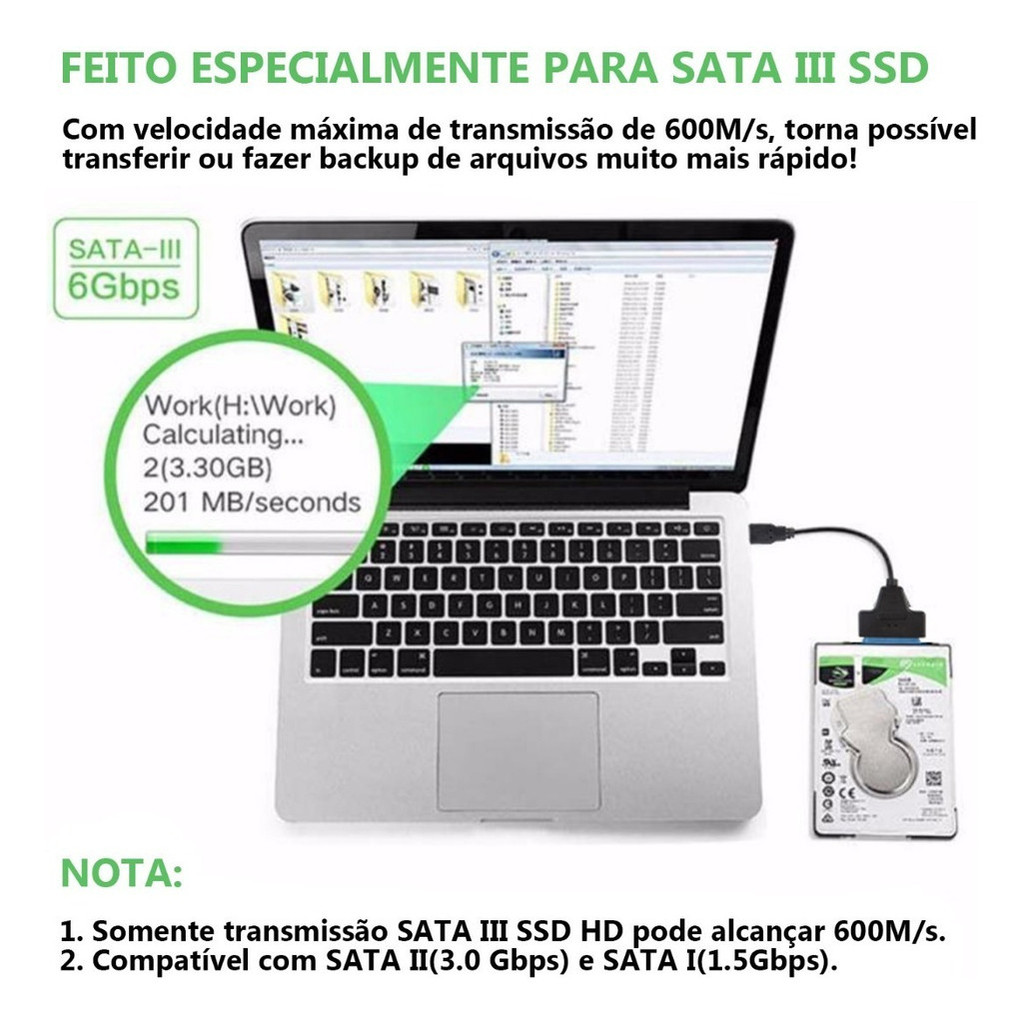 Cabo Hd Sata 2.5  Adaptador Usb 3.0 Para Hd E Ssd