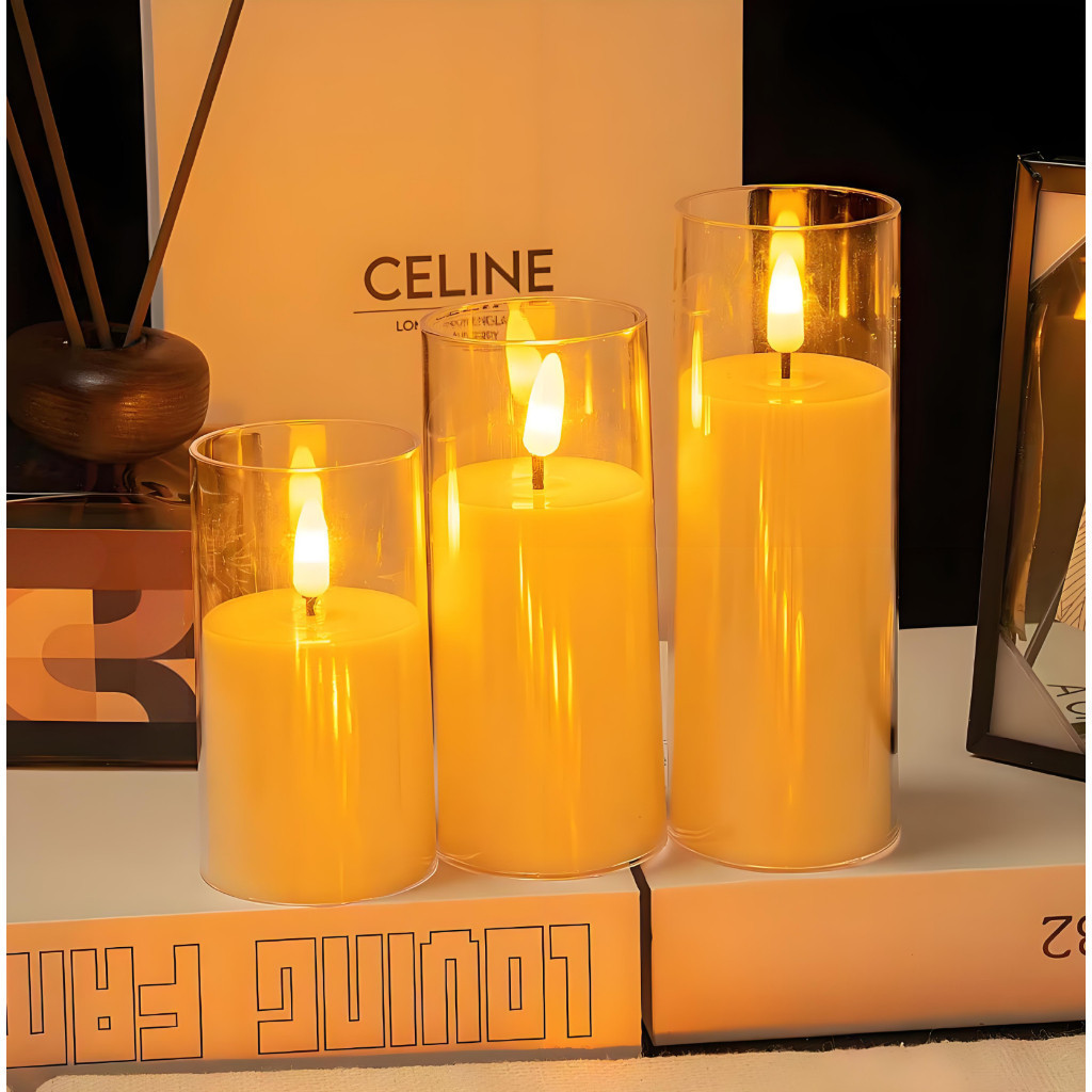 Vela Led Eletrônica Amarela Linda Decorativa Com 