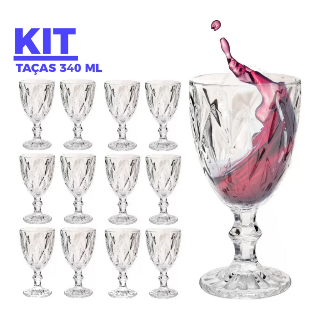Jogo De Taças De Vidro 6 / 12 Unid Diamond 340ml 