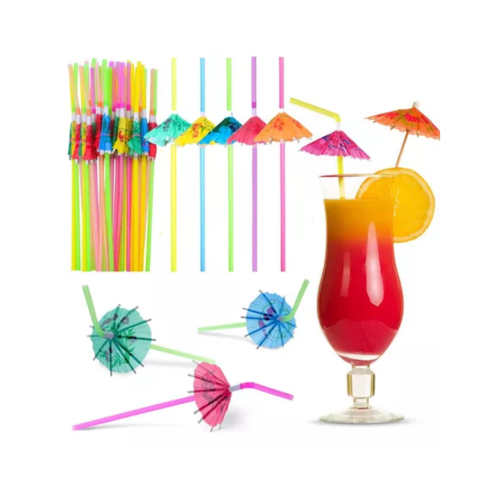 20-100 Guarda-Chuva Canudos Coloridos  Festas Tem�