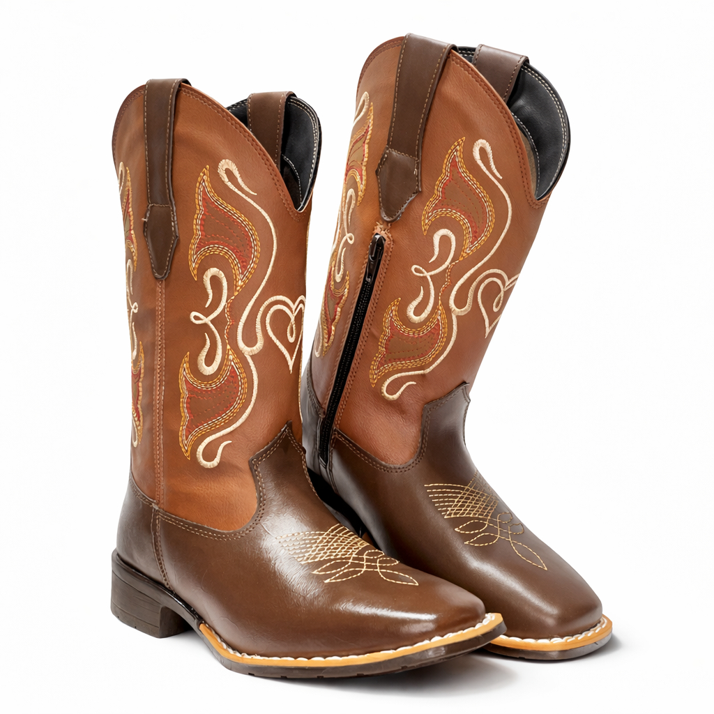 Bota Country Texana Couro Feminina Bico Quadrado C