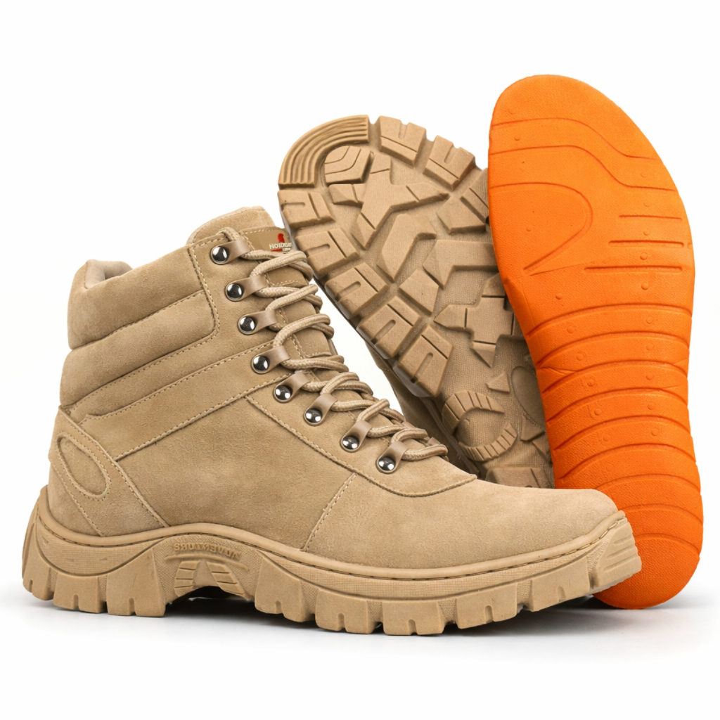 Coturno Masculino Adventure Militar Couro Areia Ca