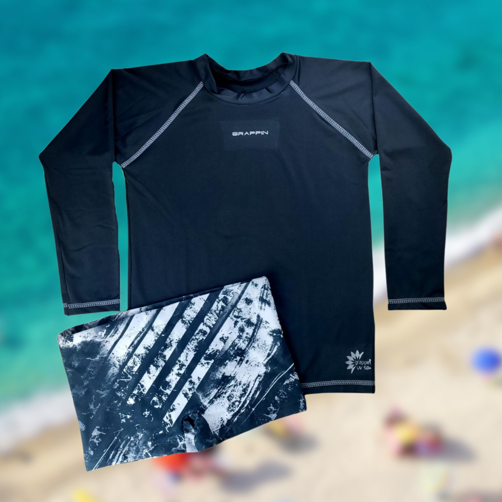 Camiseta Proteção Uv + Sunga Boxer Juvenil Grapp