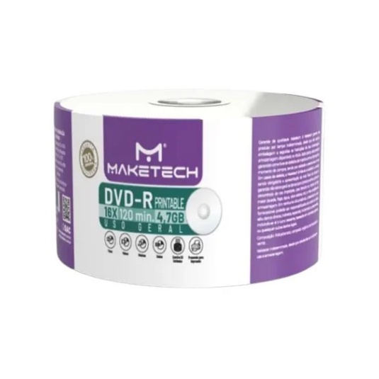 DVD-R 4.7GB Maketech Printable pct 50 unidades
