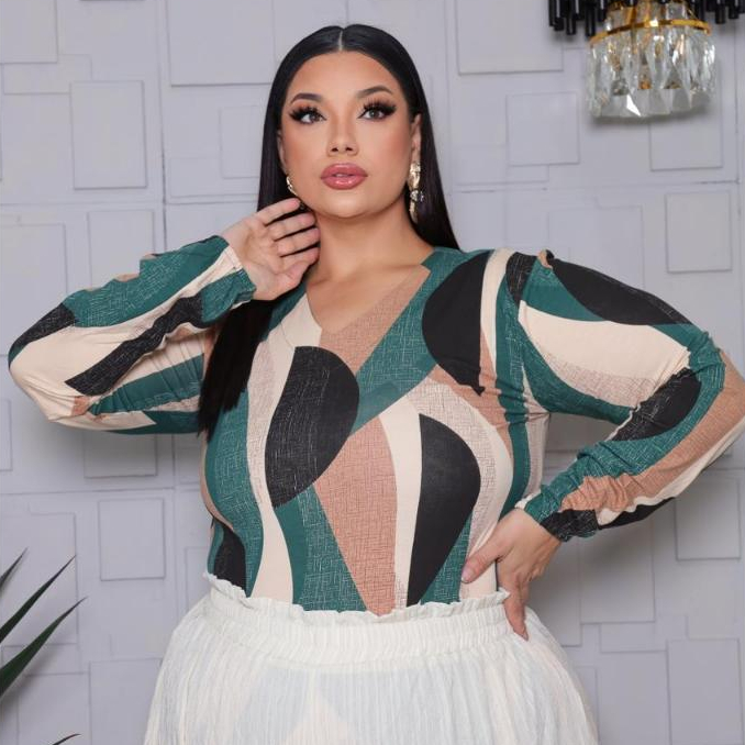 Blusa Plus Size Feminina Viscolycra Premium Estamp