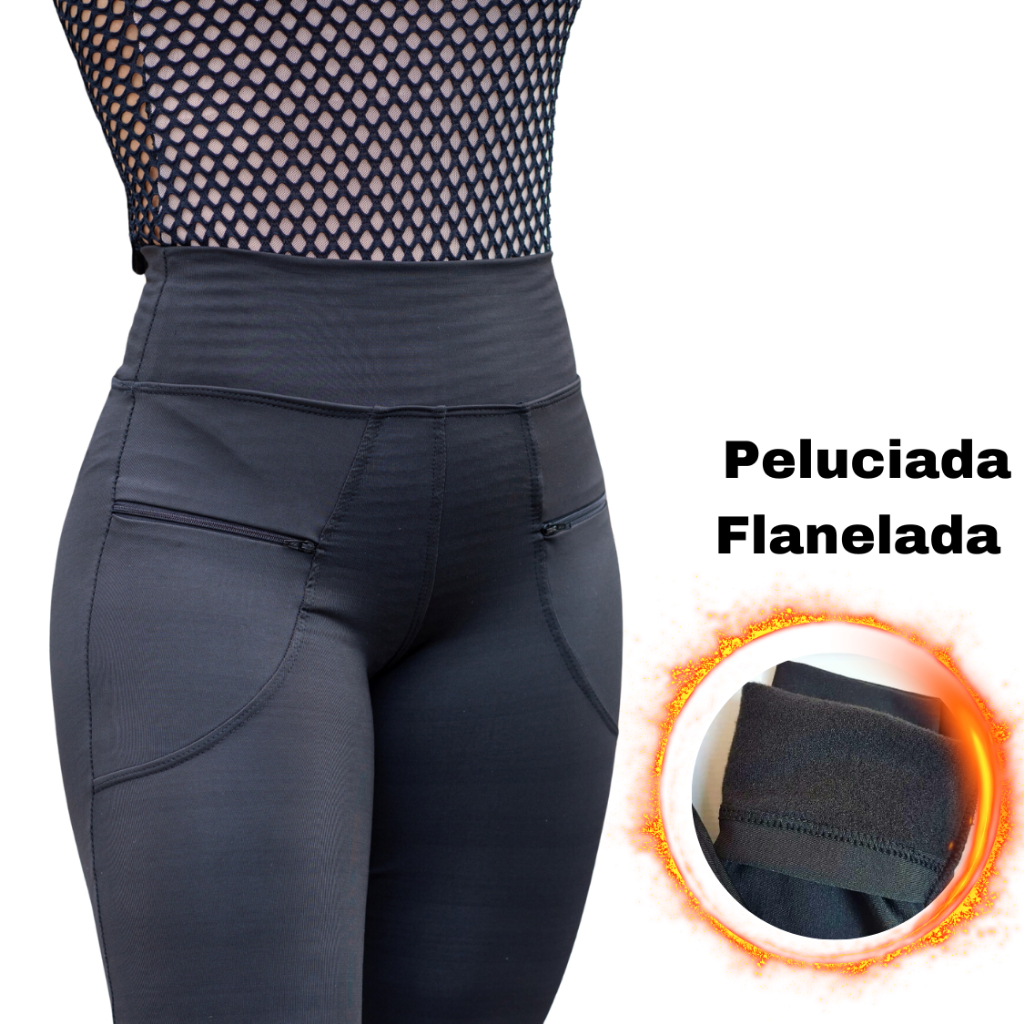Calça Montaria Feminina Peluciada Com Bolso Ziper
