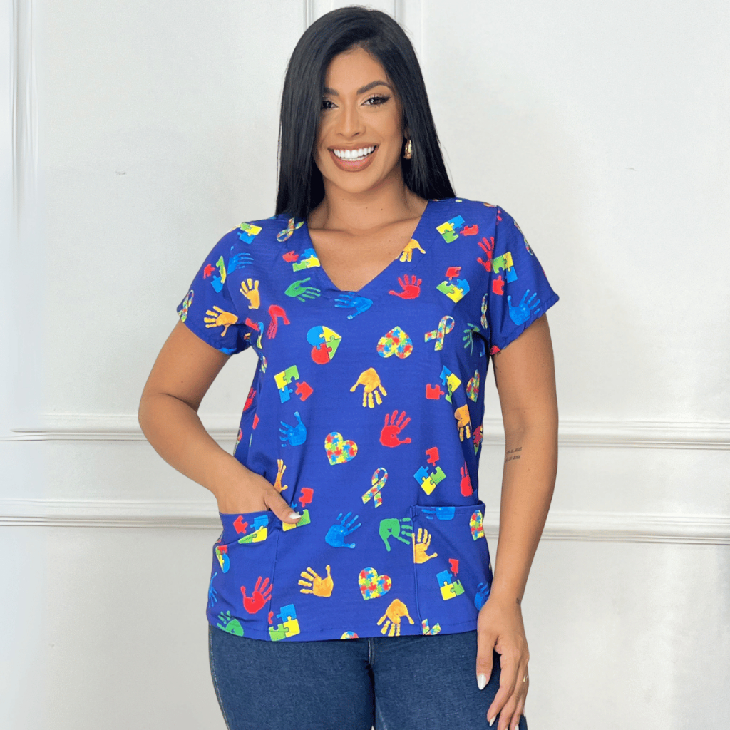 Scrubs Blusa Bata Feminina Educação Autista Auti