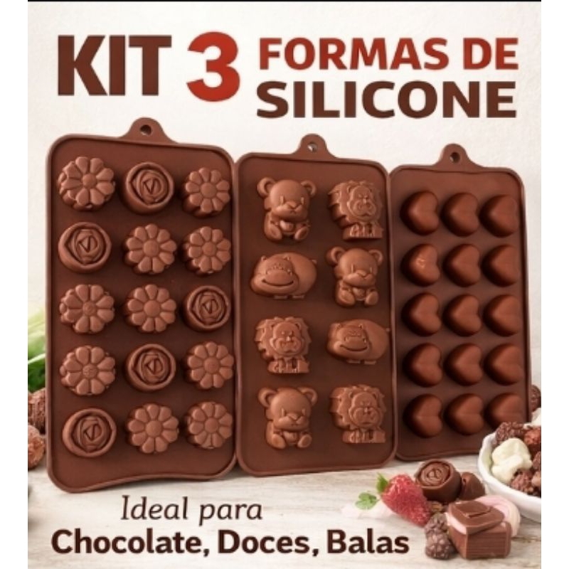 Forma Silicone Chocolate Bombom Molde Doces Confei