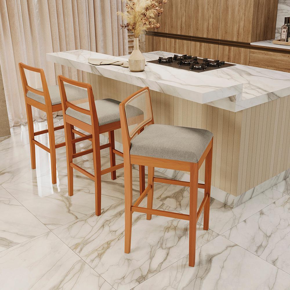 Banqueta em Madeira Maciça Sara Kappesberg Linho 