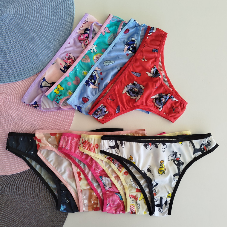 Kit 10 Calcinhas Juvenil Menina Moça Lisa e Estam
