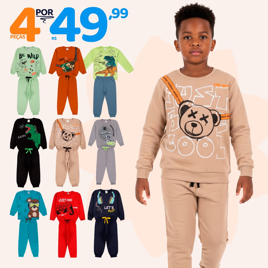 Kit Sortido 4 Peças de Roupas Masculino Infantil 