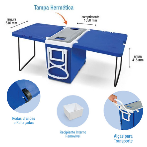 Cooler Caixa Térmica 32L Multifuncional 3 em 1 ou