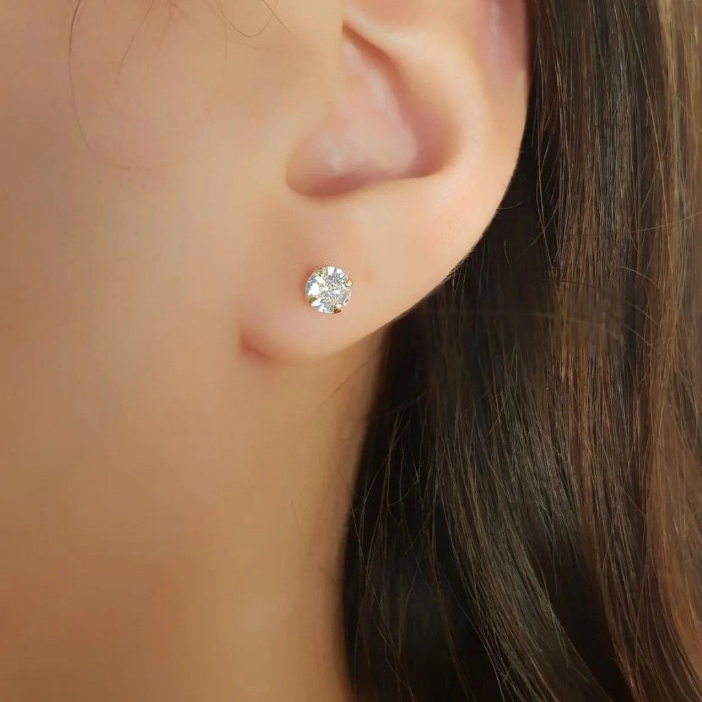 Brinco ponto de luz redondo 3mm prata 925