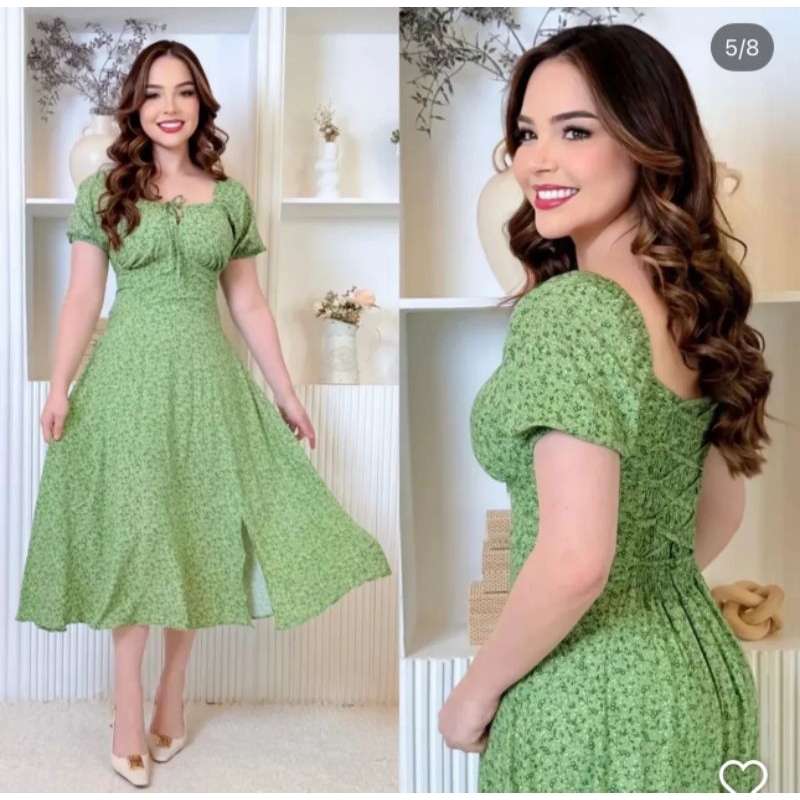 Vestido Longo Camponesa Floral – Alças Ajus