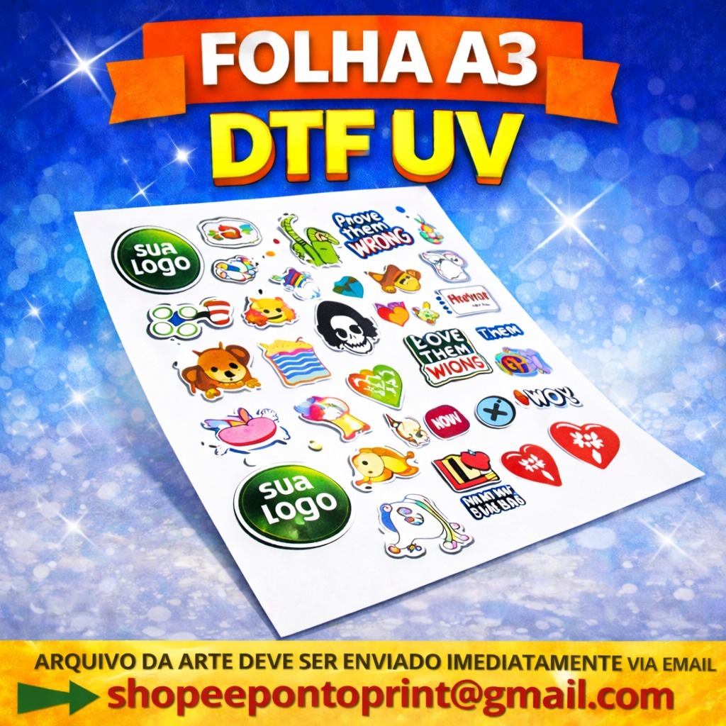 Adesivo DTF UV A3 | Alta Qualidade | Pronto para A