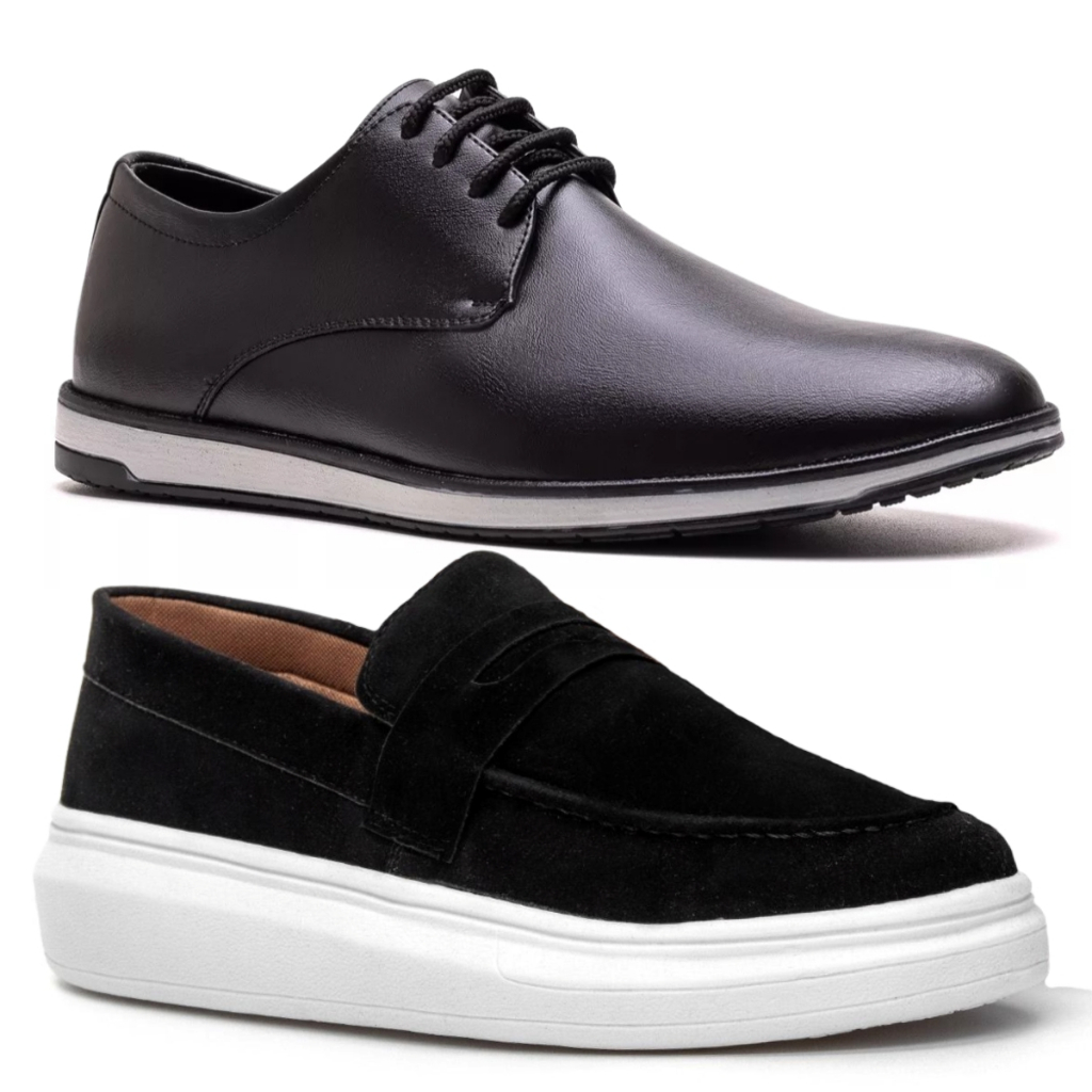 2 Pares Sapato Oxford e Mocassim Masculino Camurç