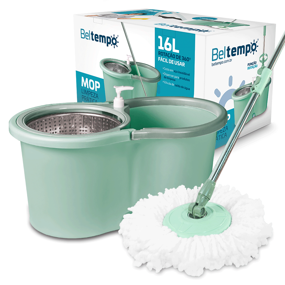 Mop Giratório Limpeza Esfregão 360. Balde 16 Lit