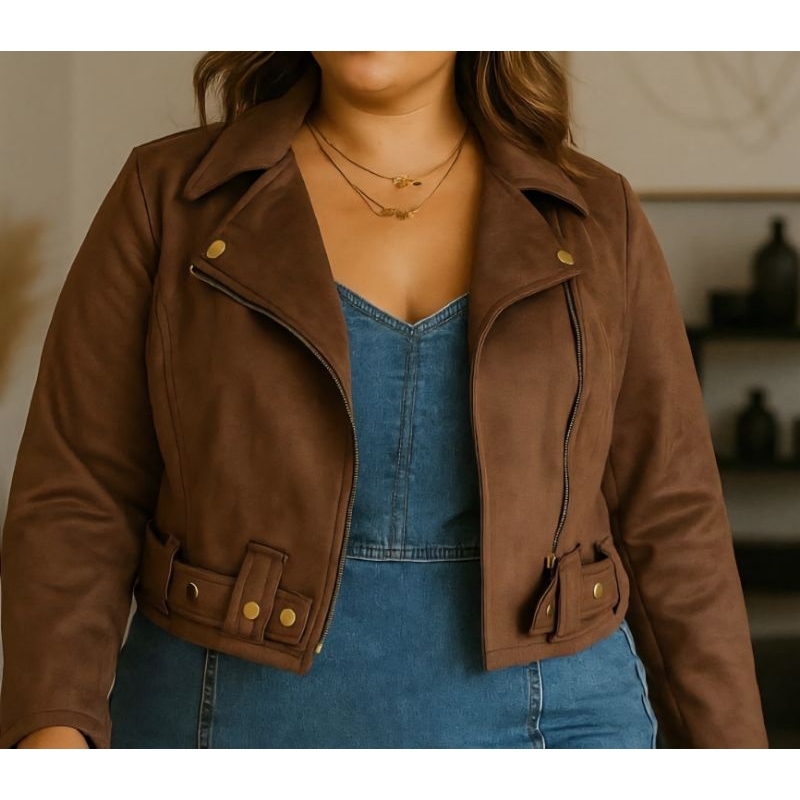 Jaqueta suede PLUS SIZE femenina Premium