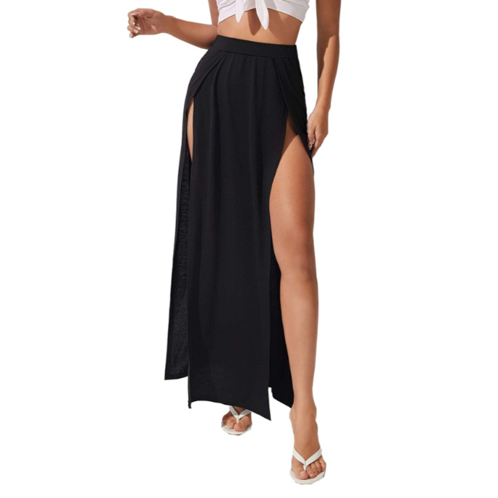 Saia Feminina com Fendas Laterais Cintura Alta Tri