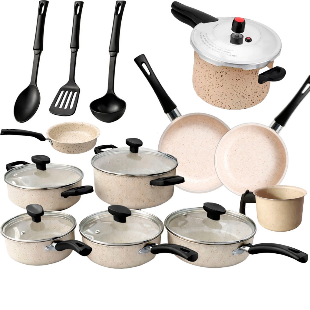 Jogo de Panela 17 Peças +Panela de Pressão 4,5L 