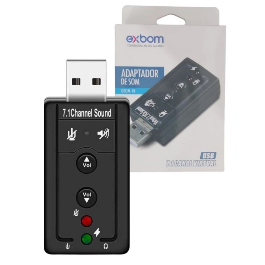 Adaptador de Som USB Placa de Áudio Externa Fone 