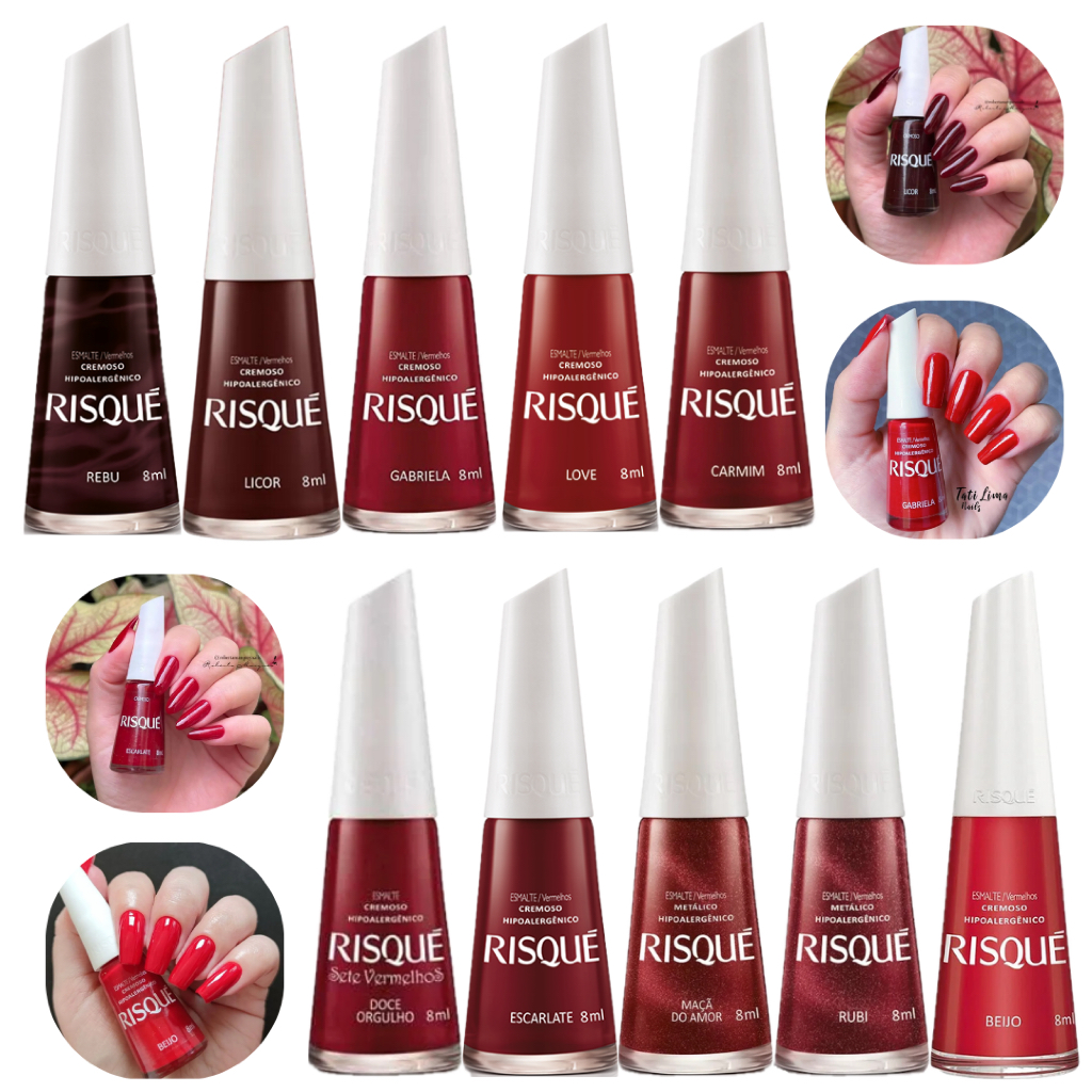 Kit 10 Esmaltes Vermelho Risqué – OS MAIS V