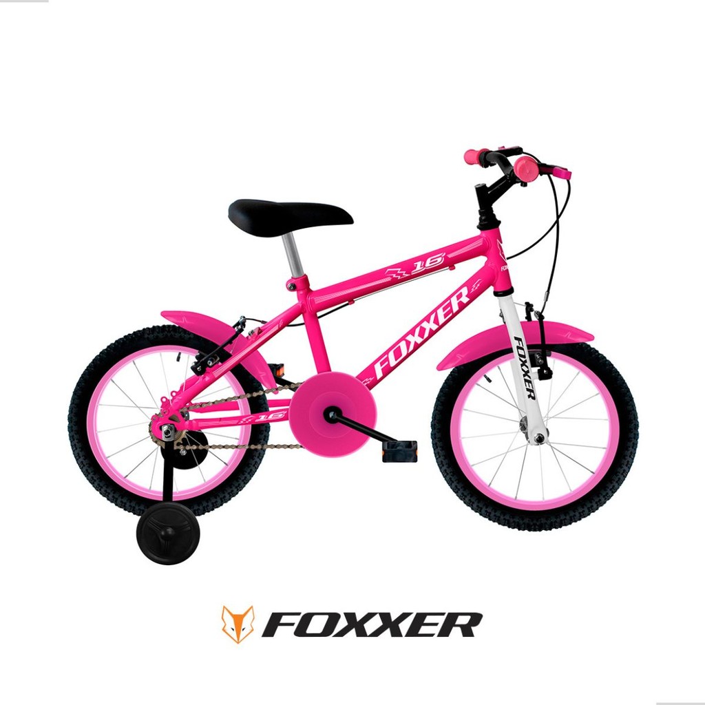 Bicicleta aro 16 foxxer std aço raiada rosa