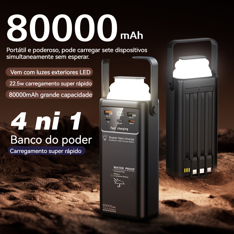 PowerBank 80000mAh PD 120WPortátil com carregamen