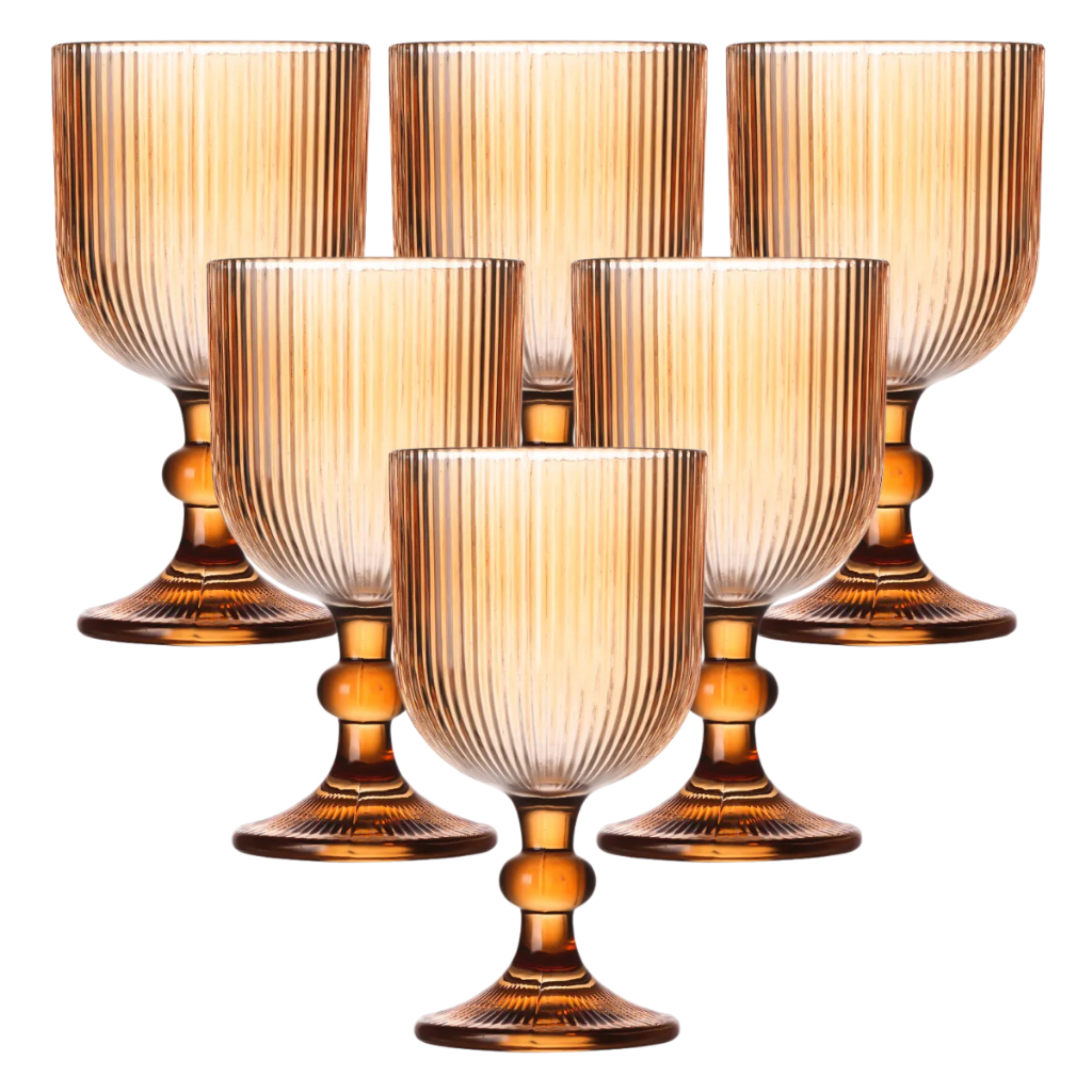 Jogo 6 Taças Vidro Canelado Vinho Drinks Suco Ág