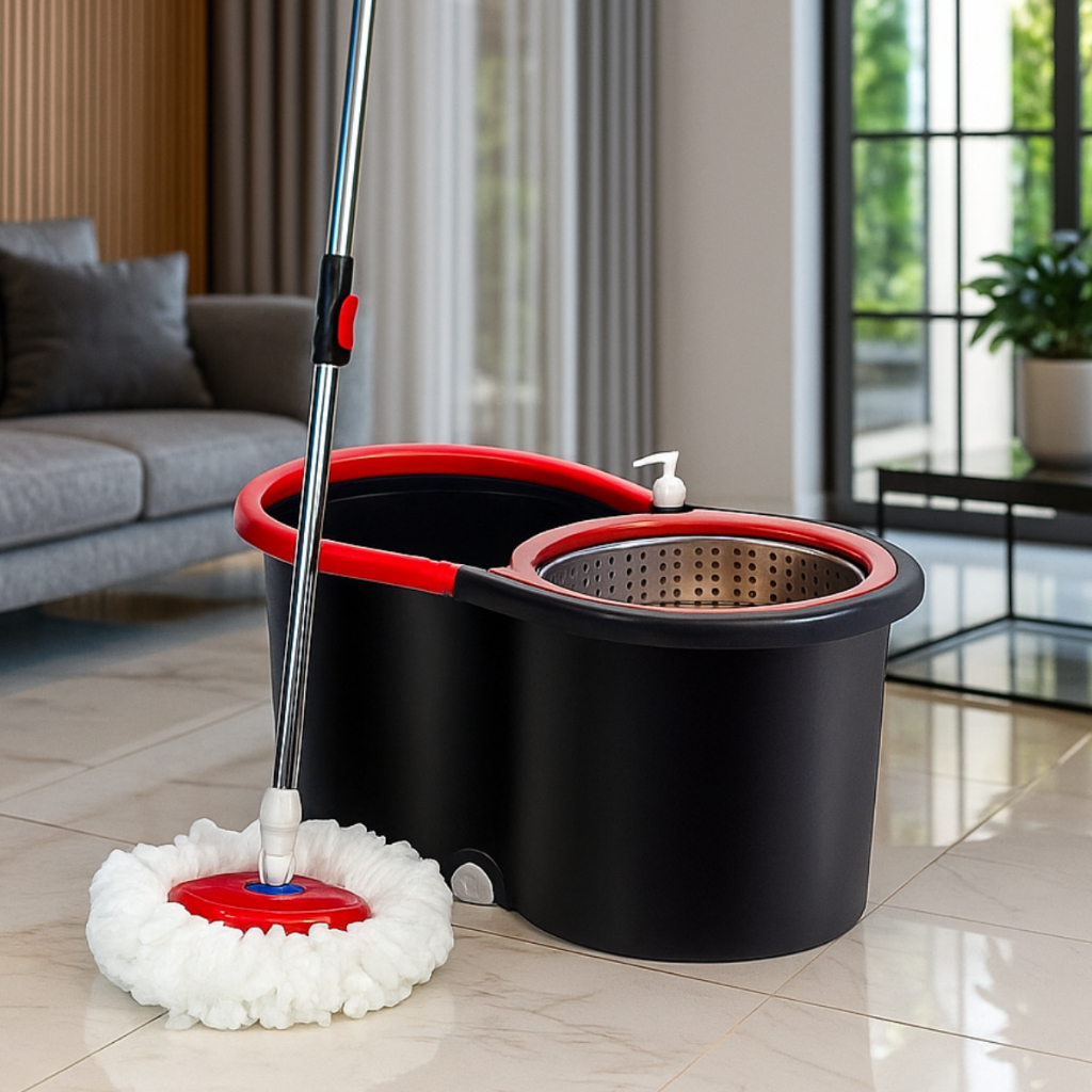 Mop Com Esfregão Centrifuga Inox Giratório 360°