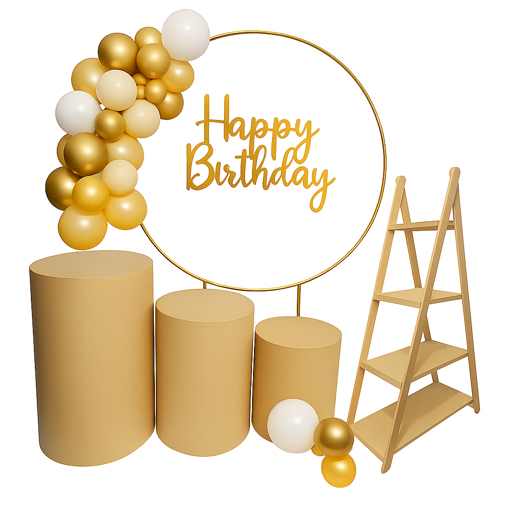 Kit Painel Redondo + Trio de Cilindros MDF + Escad