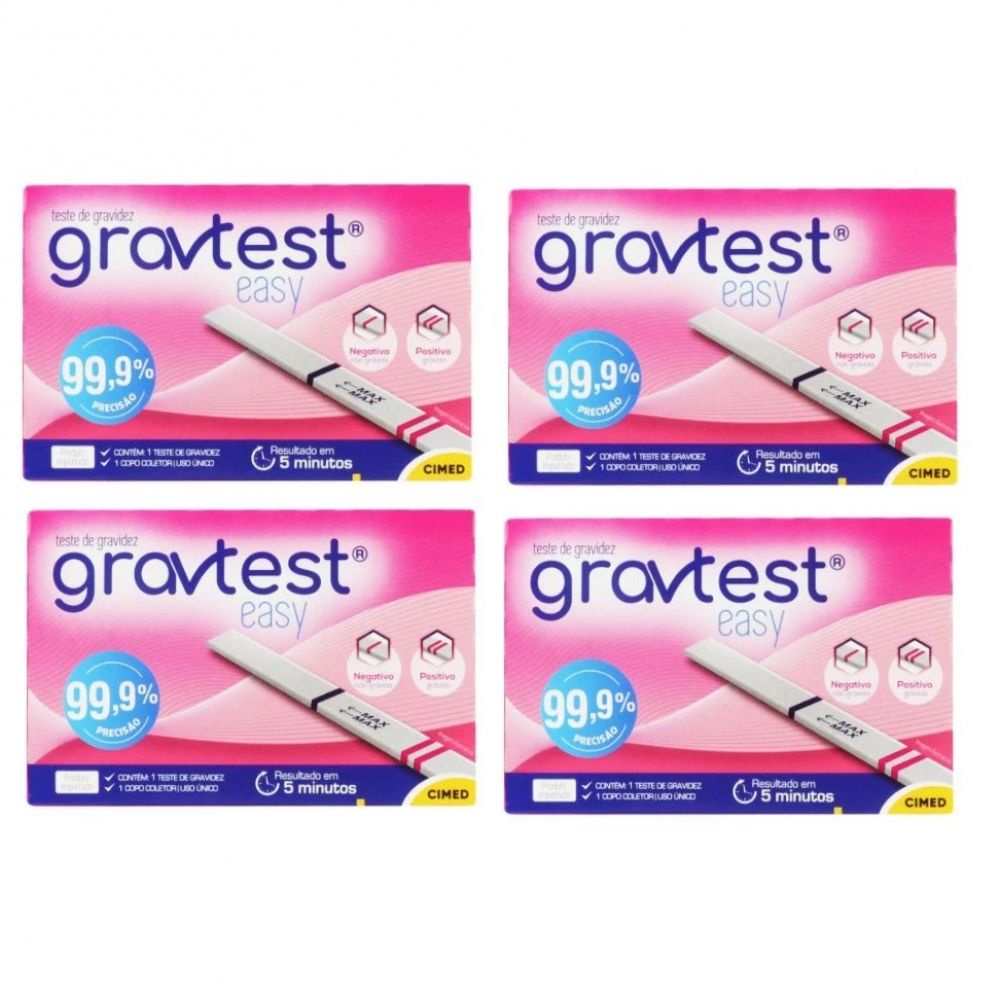 Kit C/ 4 Cimed Gravtest Easy Teste de Gravidez 99,