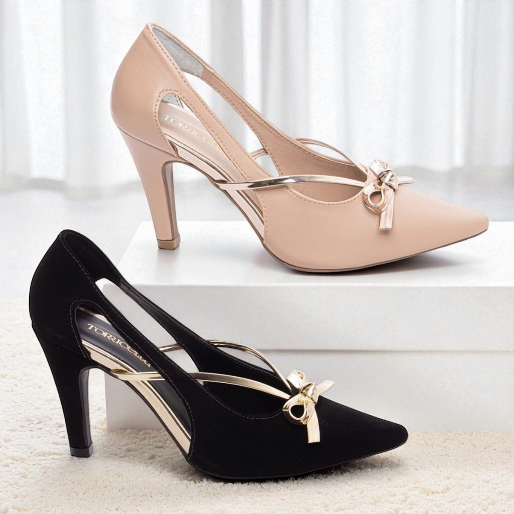 Scarpin Luxo Feminino Salto Alto Fino 9cm Laço Me