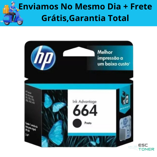 Cartucho De Tinta HP 664 Preto Original F6V29AB Im