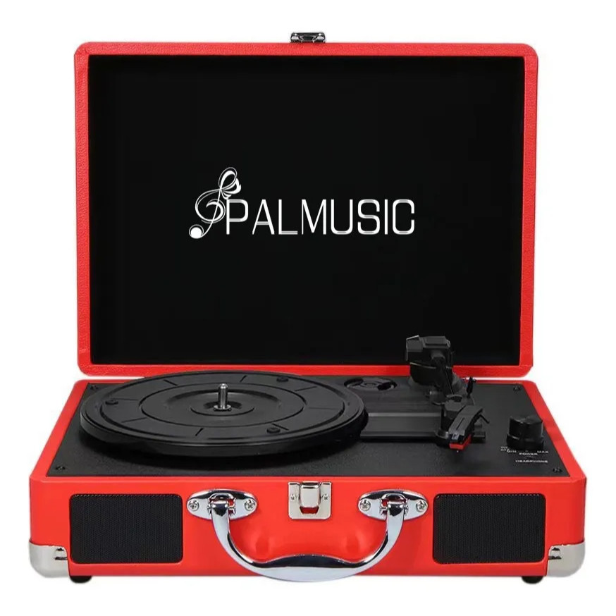 Toca-discos De Vinil Preto Portátil Com Bluetooth