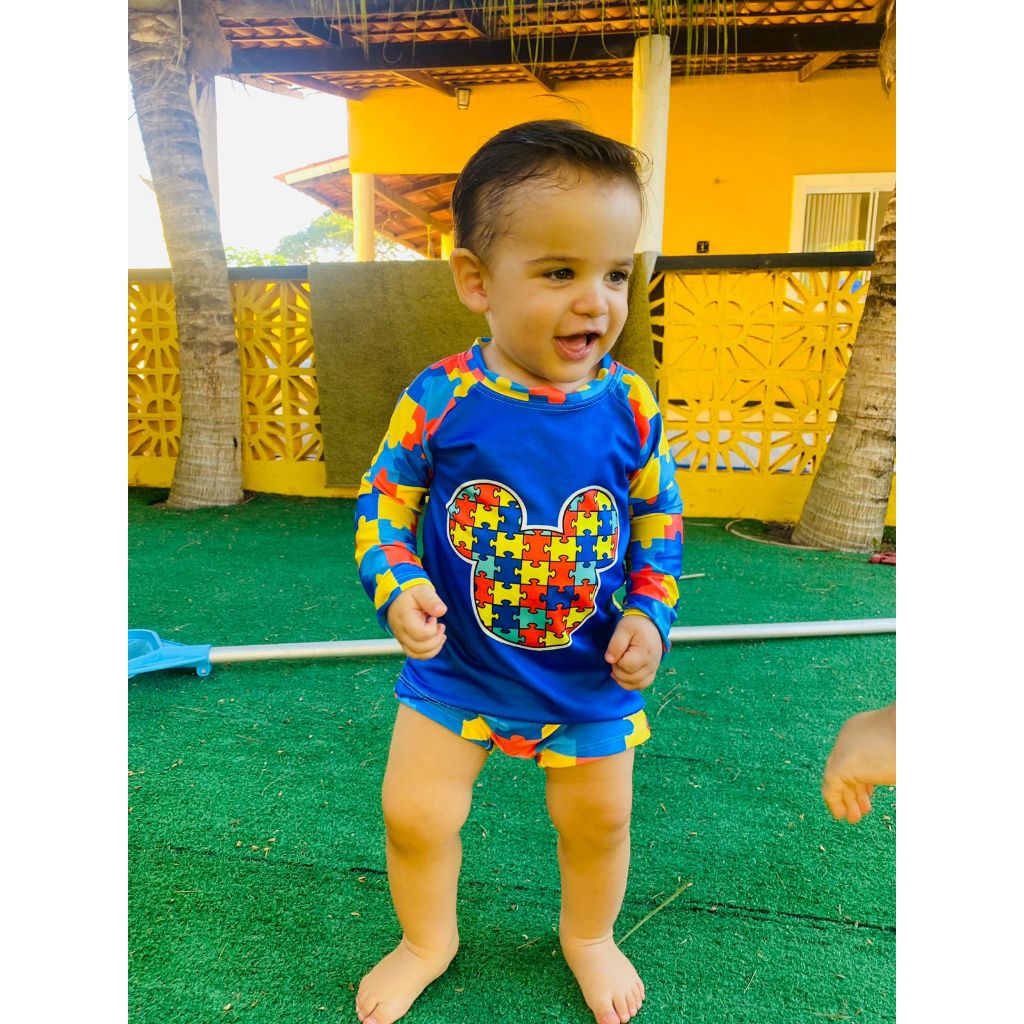Conjunto Autismo Roupa de Praia Infantil Menino co