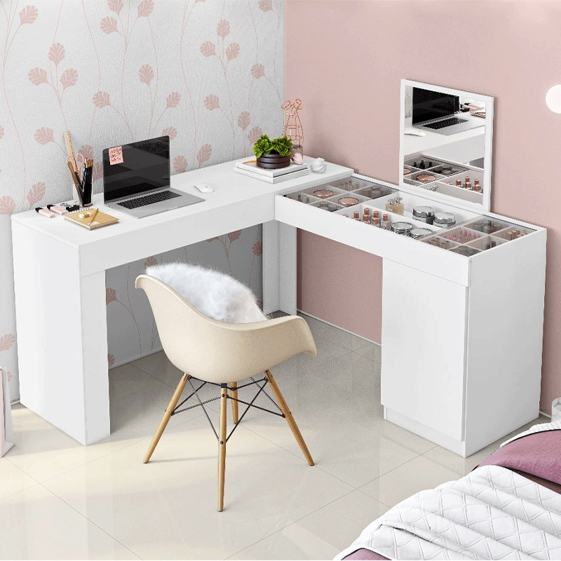 Escrivaninha Canto Penteadeira Star com Vidros de 