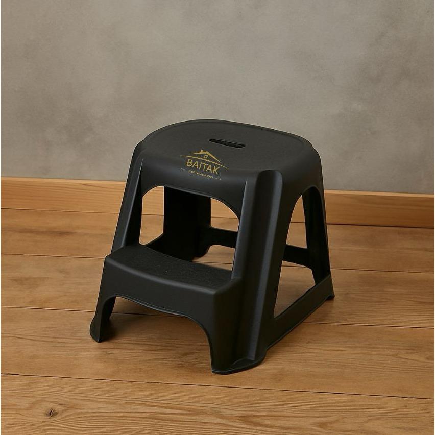 Banquinho com Degrau de Plástico Multiuso Preto &