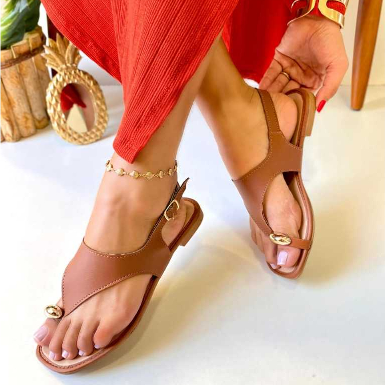 Sandalia Feminina Rasteirinha Anel Dedo Flat Leve 